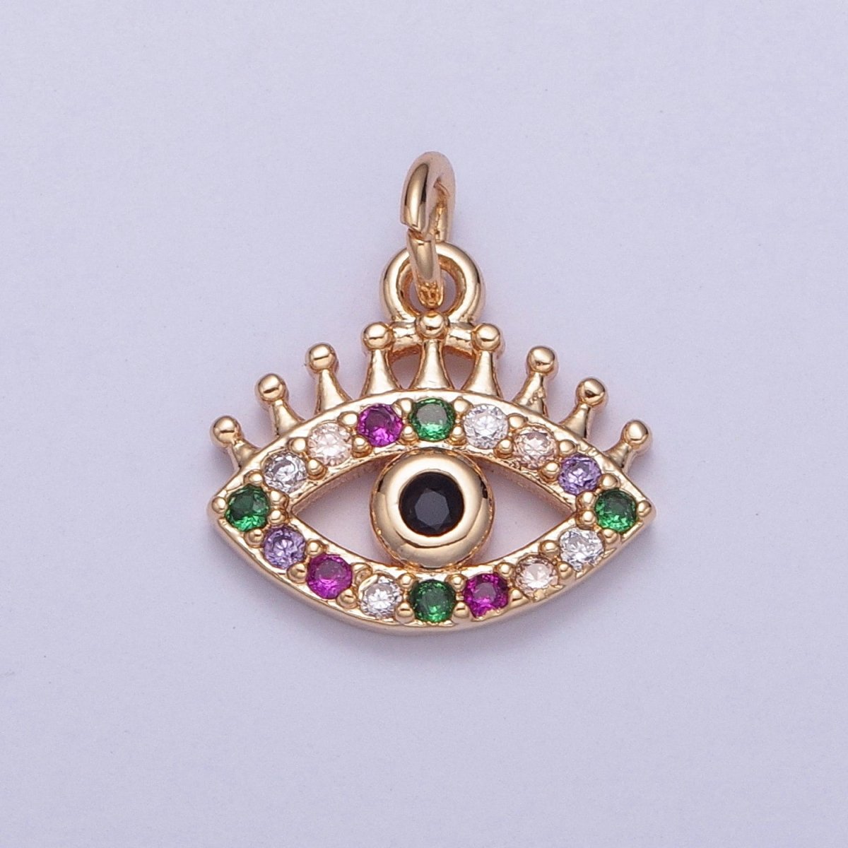 Dainty Micro Paved Multicolor CZ Evil Eye Protection Eye Charm | X-175 - X-182 - DLUXCA