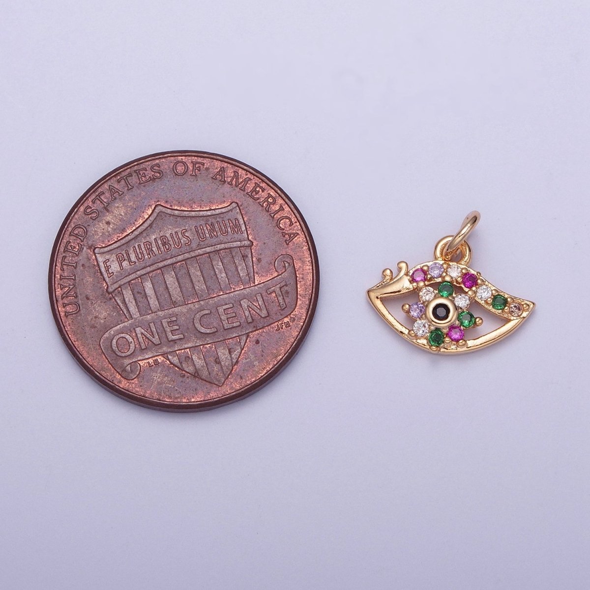 Dainty Micro Paved Multicolor CZ Evil Eye Protection Eye Charm | X-175 - X-182 - DLUXCA