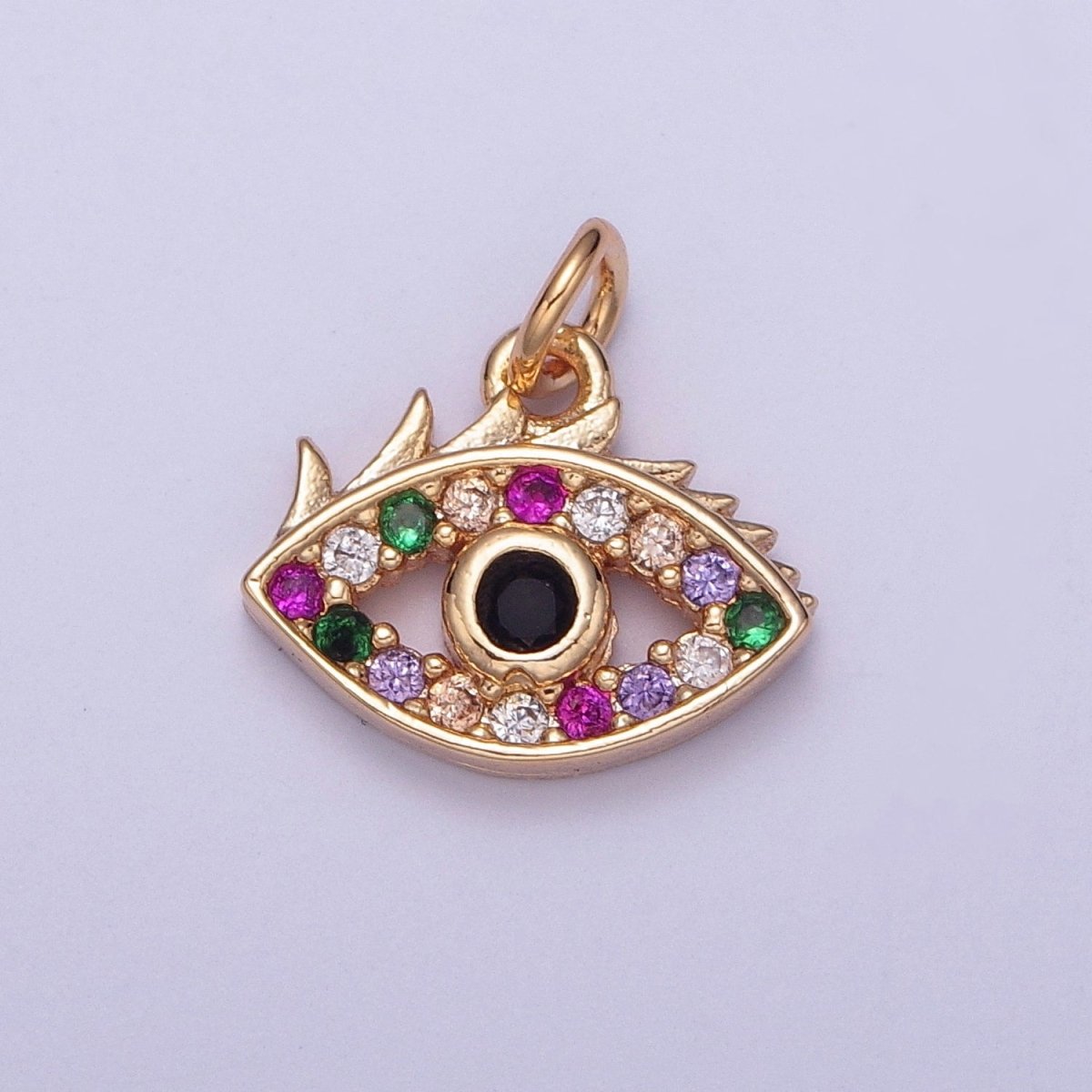 Dainty Micro Paved Multicolor CZ Evil Eye Protection Eye Charm | X-175 - X-182 - DLUXCA