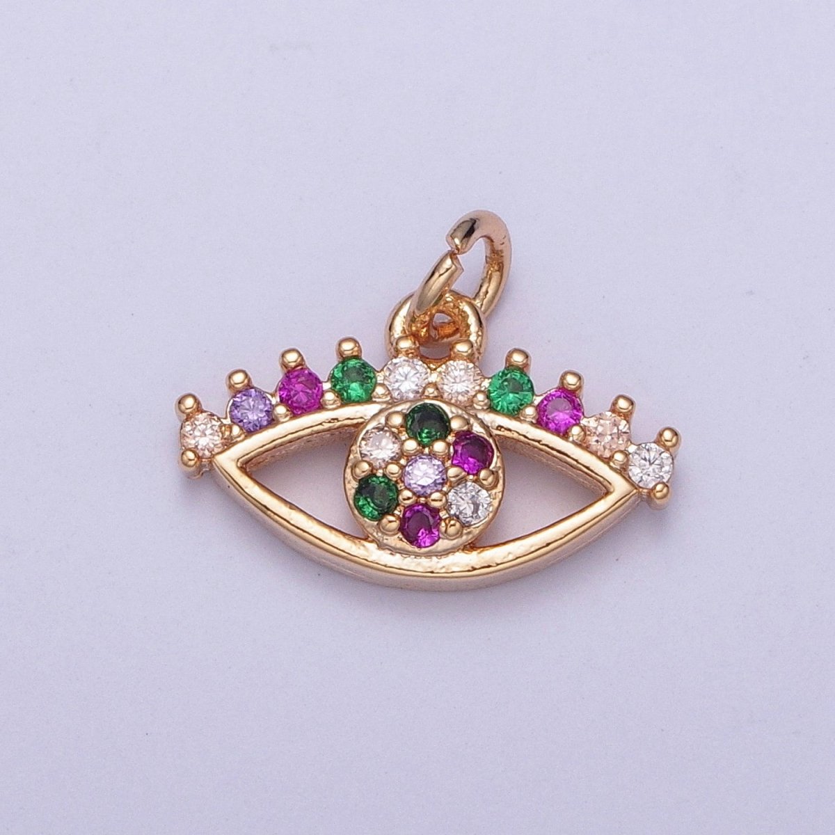 Dainty Micro Paved Multicolor CZ Evil Eye Protection Eye Charm | X-175 - X-182 - DLUXCA