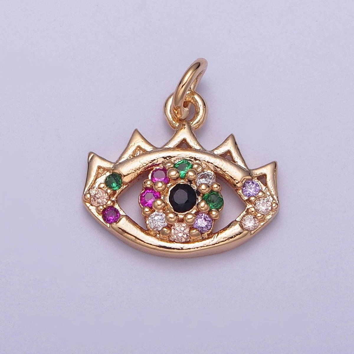 Dainty Micro Paved Multicolor CZ Evil Eye Protection Eye Charm | X-175 - X-182 - DLUXCA