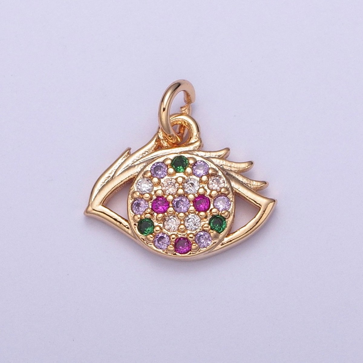 Dainty Micro Paved Multicolor CZ Evil Eye Protection Eye Charm | X-175 - X-182 - DLUXCA