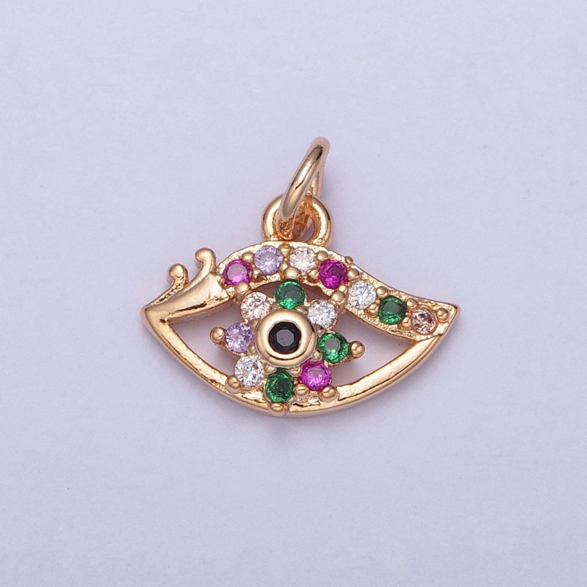 Dainty Micro Paved Multicolor CZ Evil Eye Protection Eye Charm | X-175 - X-182 - DLUXCA