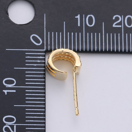 Dainty Mini Ear Huggie Hoop Earrings, Gold filled earring - micro pave cz cartilage hoops Micro Pave Earring gift for her K-404 - DLUXCA