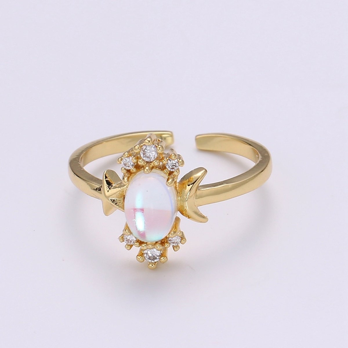Dainty Monstone Ring Celestial Ring Minimalist Crystal Ring Statement Ring Adjustable Ring Stacking Ring Girlfriend Gift R-340 - DLUXCA