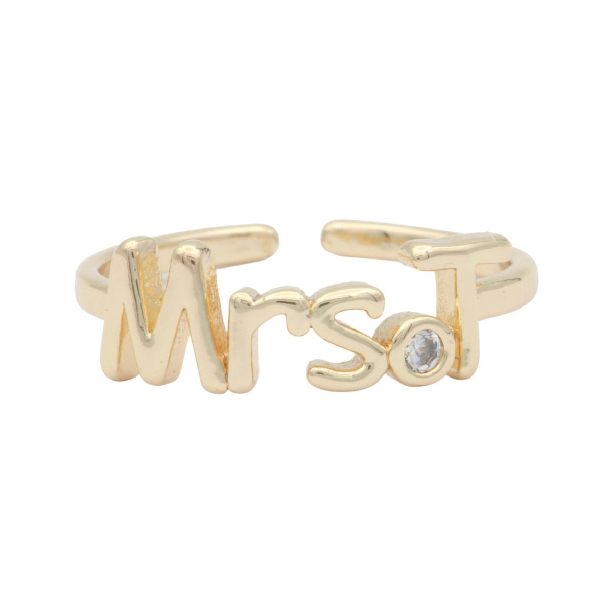 Dainty Mrs Ring Gold Letter Minimalist Initial Name Ring Adjustable Engagement Gift O-927 ~ O-952 - DLUXCA