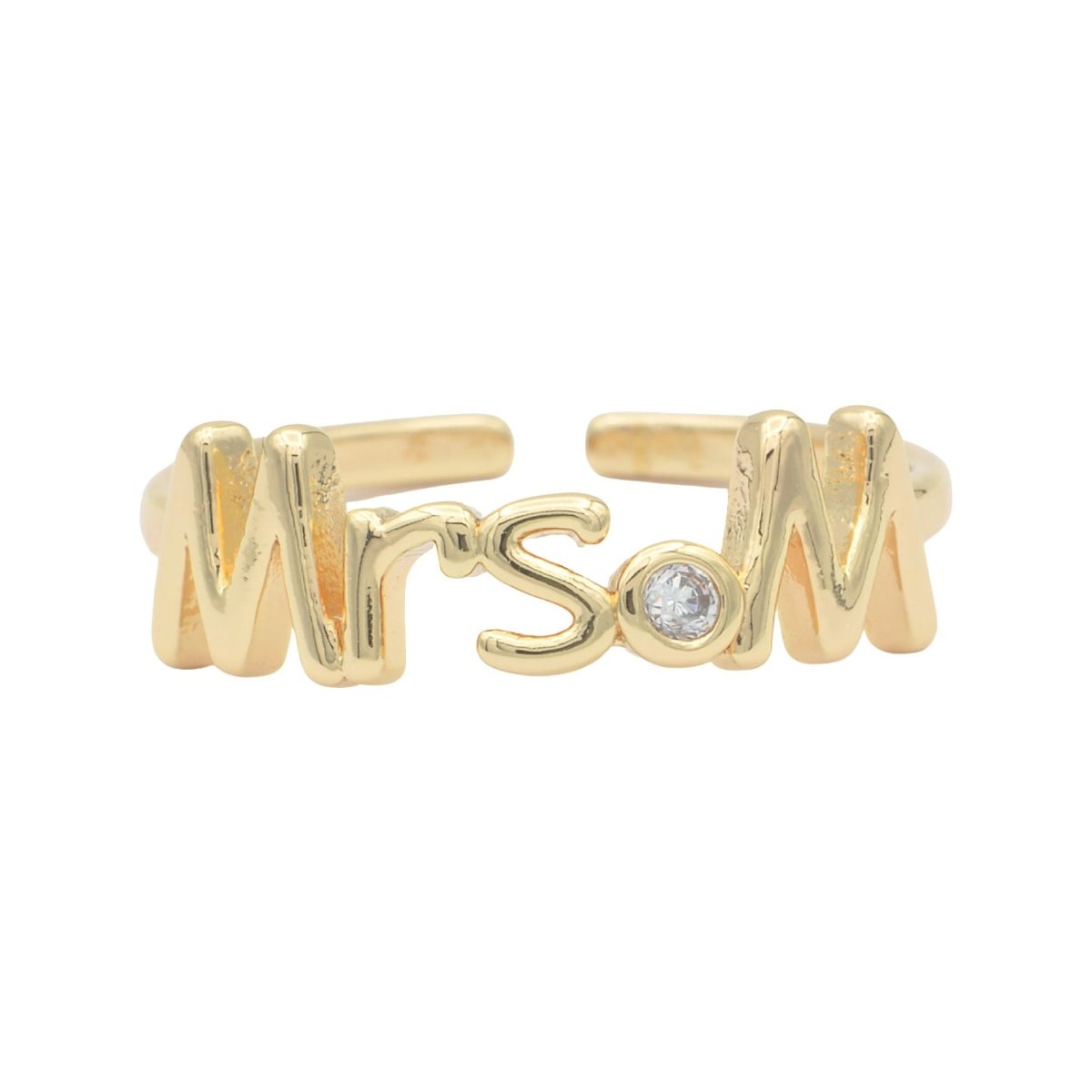 Dainty Mrs Ring Gold Letter Minimalist Initial Name Ring Adjustable Engagement Gift O-927 ~ O-952 - DLUXCA