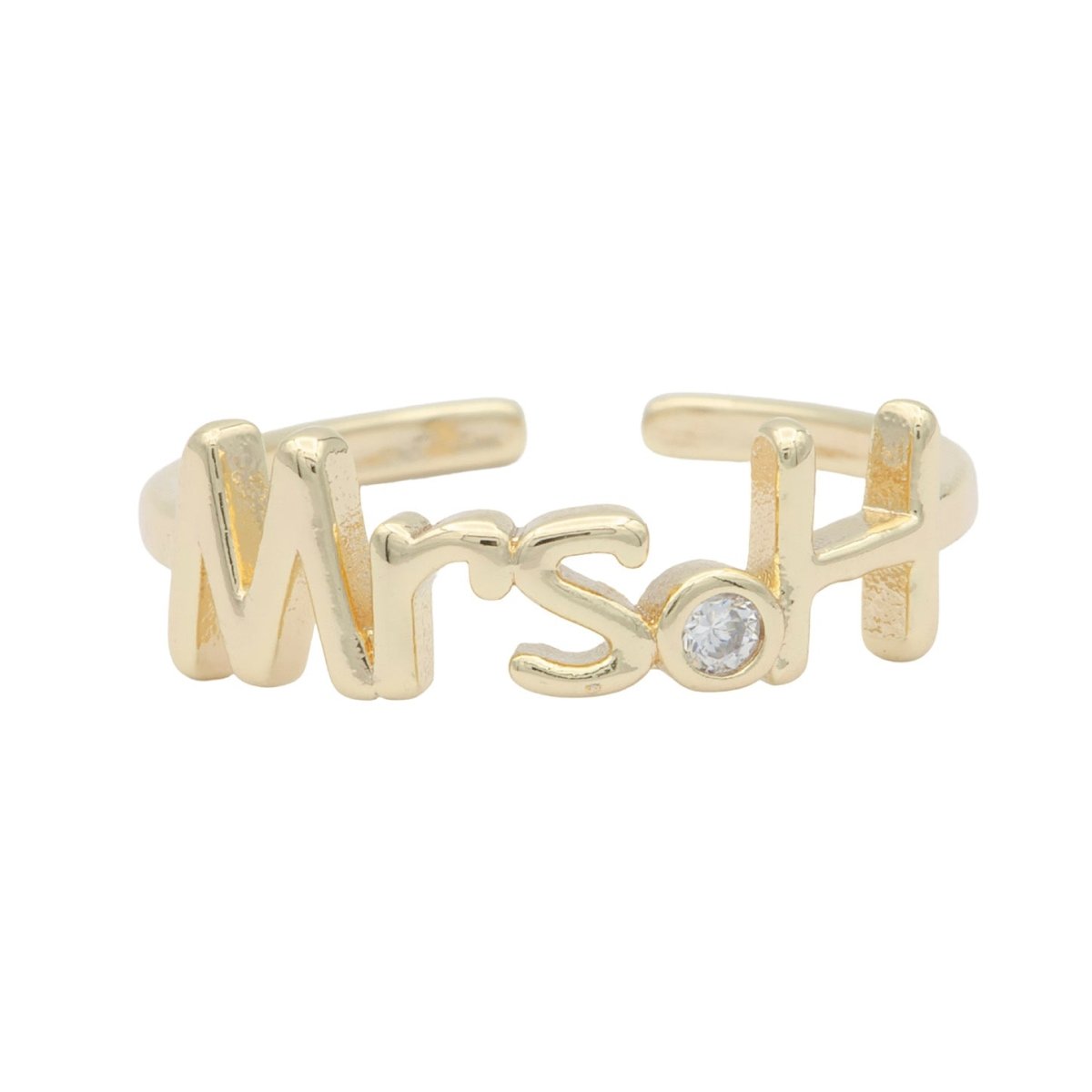 Dainty Mrs Ring Gold Letter Minimalist Initial Name Ring Adjustable Engagement Gift O-927 ~ O-952 - DLUXCA