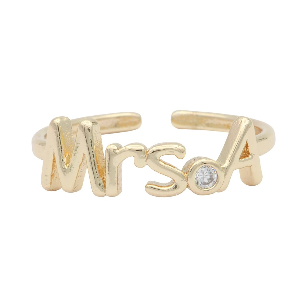 Dainty Mrs Ring Gold Letter Minimalist Initial Name Ring Adjustable Engagement Gift O-927 ~ O-952 - DLUXCA