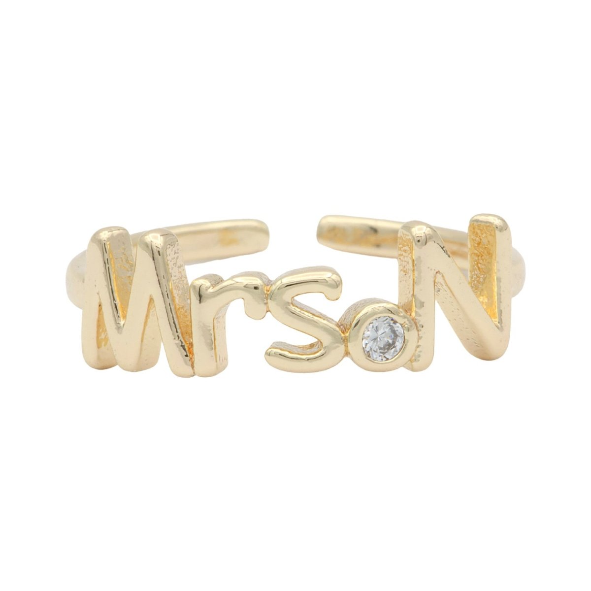 Dainty Mrs Ring Gold Letter Minimalist Initial Name Ring Adjustable Engagement Gift O-927 ~ O-952 - DLUXCA
