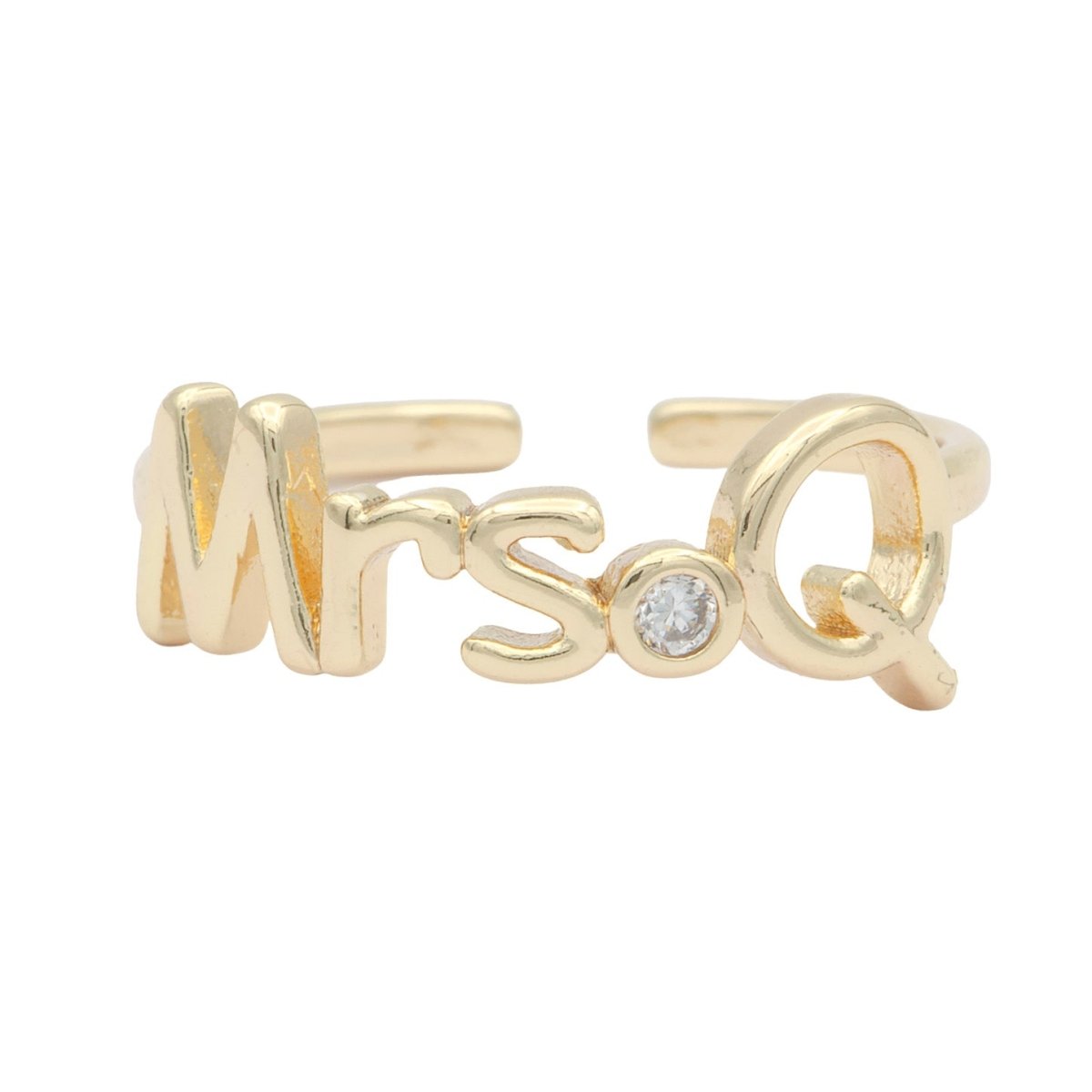 Dainty Mrs Ring Gold Letter Minimalist Initial Name Ring Adjustable Engagement Gift O-927 ~ O-952 - DLUXCA