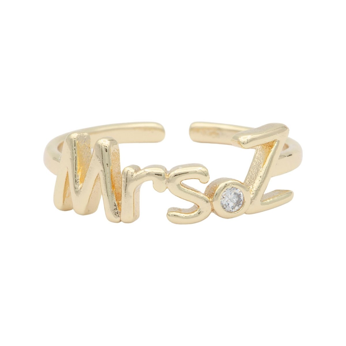 Dainty Mrs Ring Gold Letter Minimalist Initial Name Ring Adjustable Engagement Gift O-927 ~ O-952 - DLUXCA