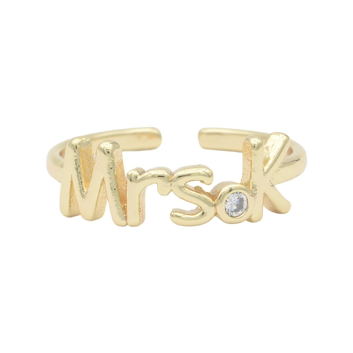 Dainty Mrs Ring Gold Letter Minimalist Initial Name Ring Adjustable Engagement Gift O-927 ~ O-952 - DLUXCA