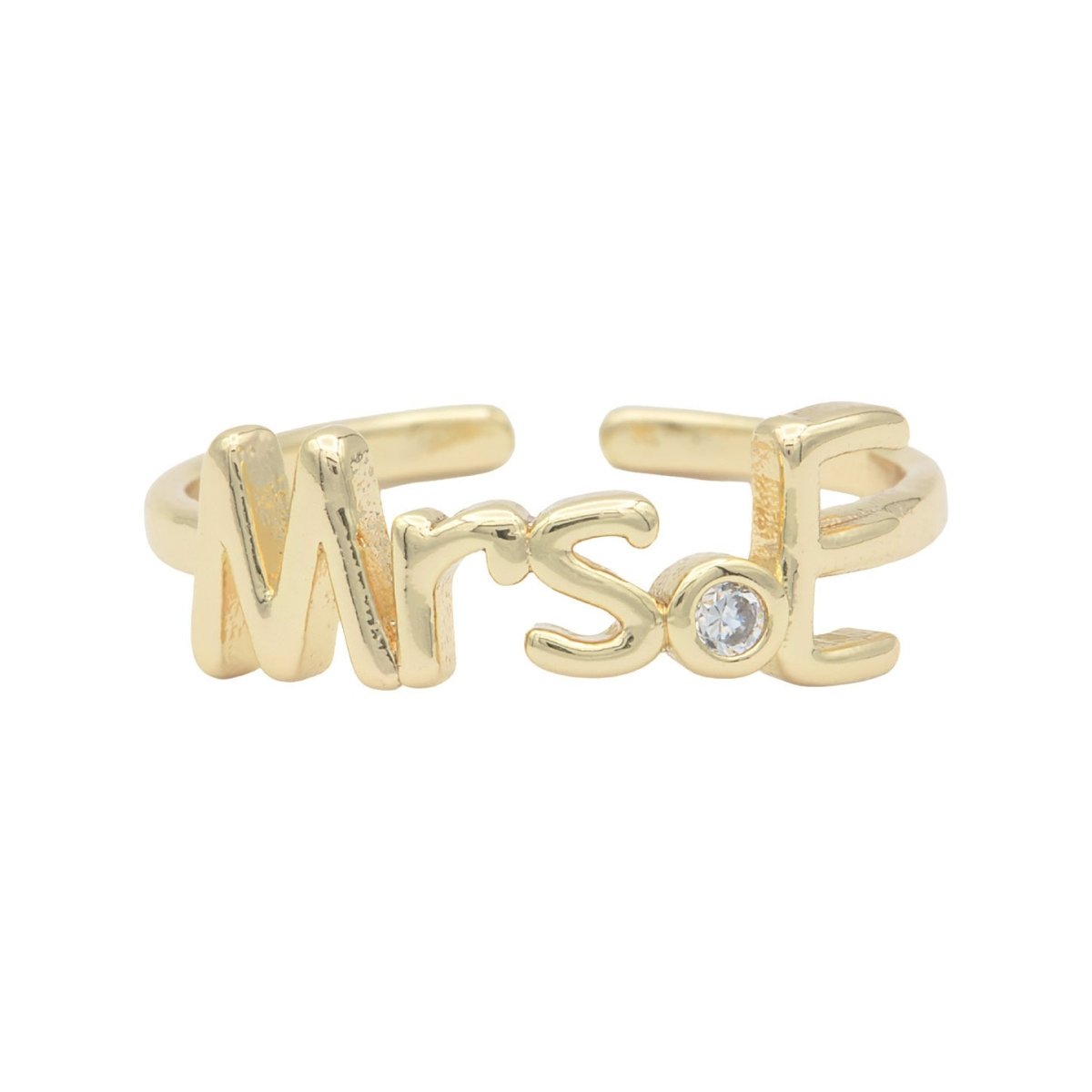 Dainty Mrs Ring Gold Letter Minimalist Initial Name Ring Adjustable Engagement Gift O-927 ~ O-952 - DLUXCA