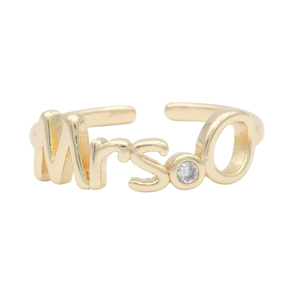 Dainty Mrs Ring Gold Letter Minimalist Initial Name Ring Adjustable Engagement Gift O-927 ~ O-952 - DLUXCA