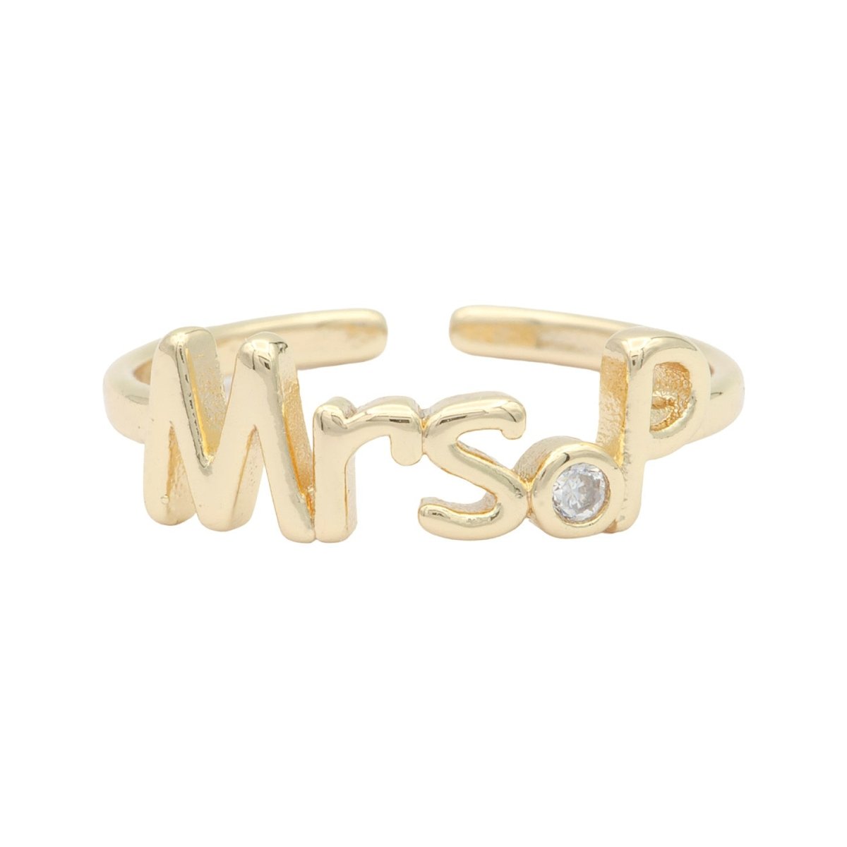Dainty Mrs Ring Gold Letter Minimalist Initial Name Ring Adjustable Engagement Gift O-927 ~ O-952 - DLUXCA