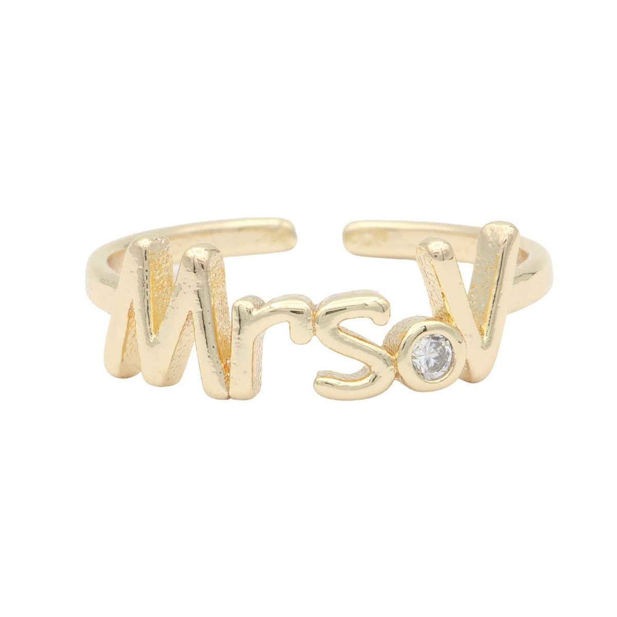 Dainty Mrs Ring Gold Letter Minimalist Initial Name Ring Adjustable Engagement Gift O-927 ~ O-952 - DLUXCA