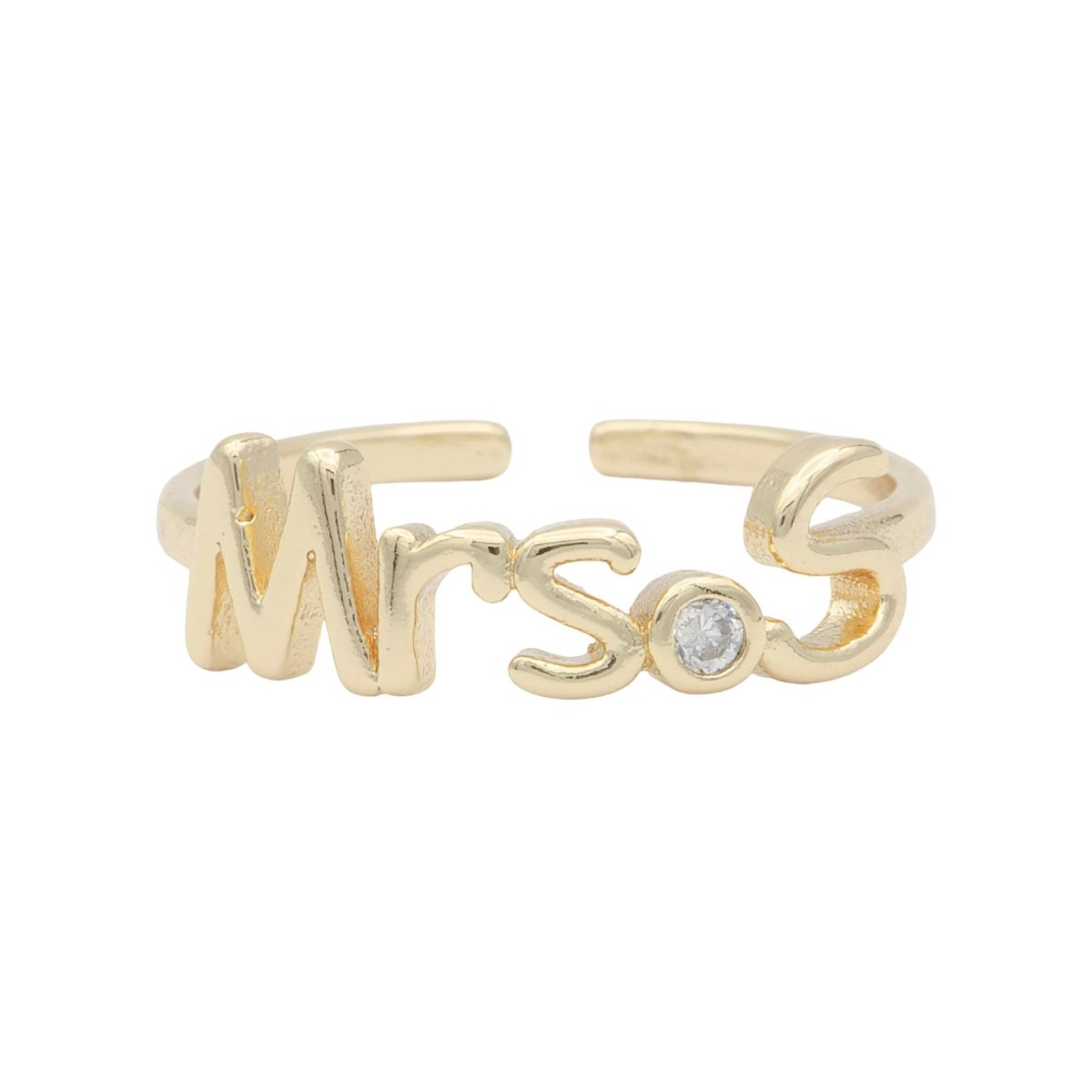 Dainty Mrs Ring Gold Letter Minimalist Initial Name Ring Adjustable Engagement Gift O-927 ~ O-952 - DLUXCA
