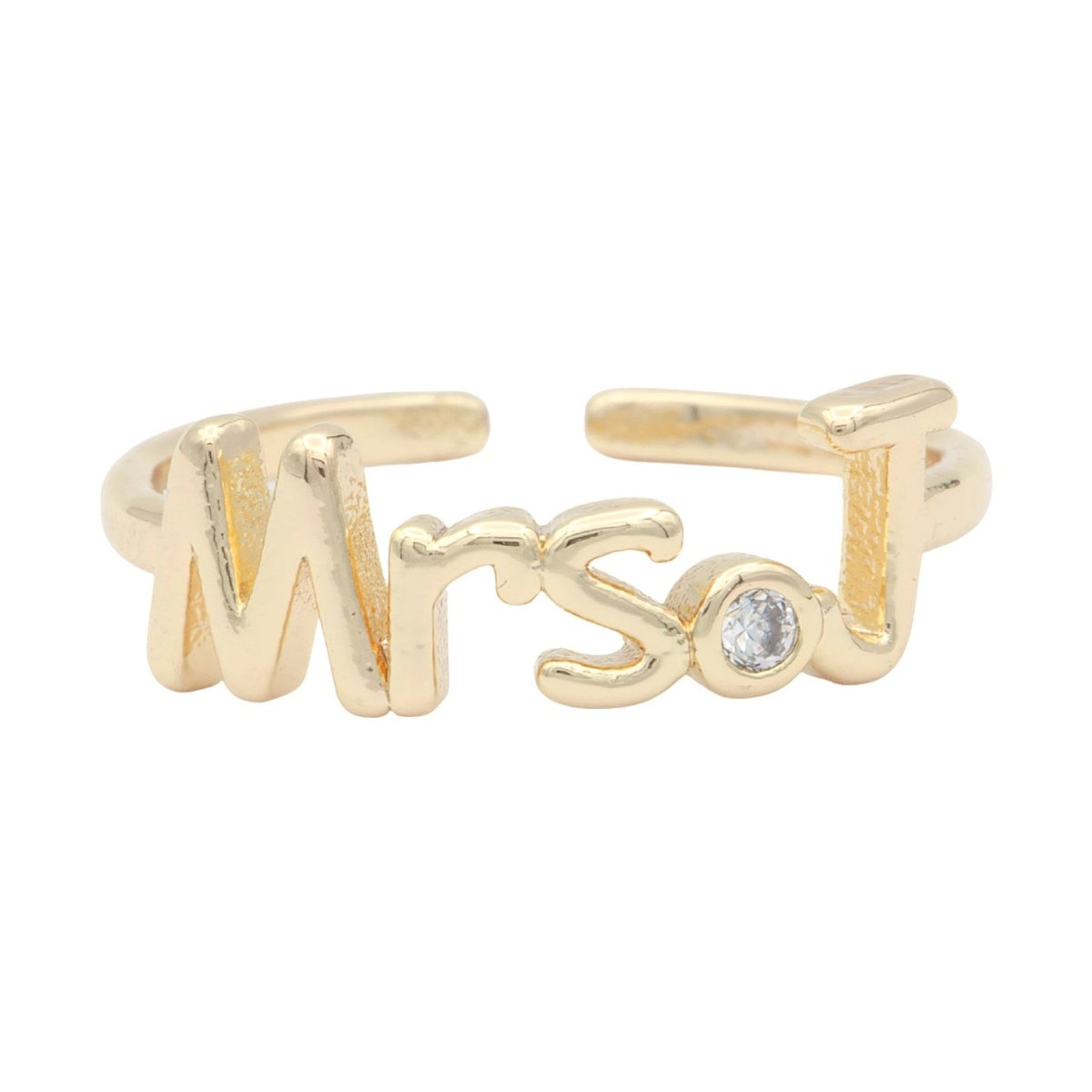 Dainty Mrs Ring Gold Letter Minimalist Initial Name Ring Adjustable Engagement Gift O-927 ~ O-952 - DLUXCA