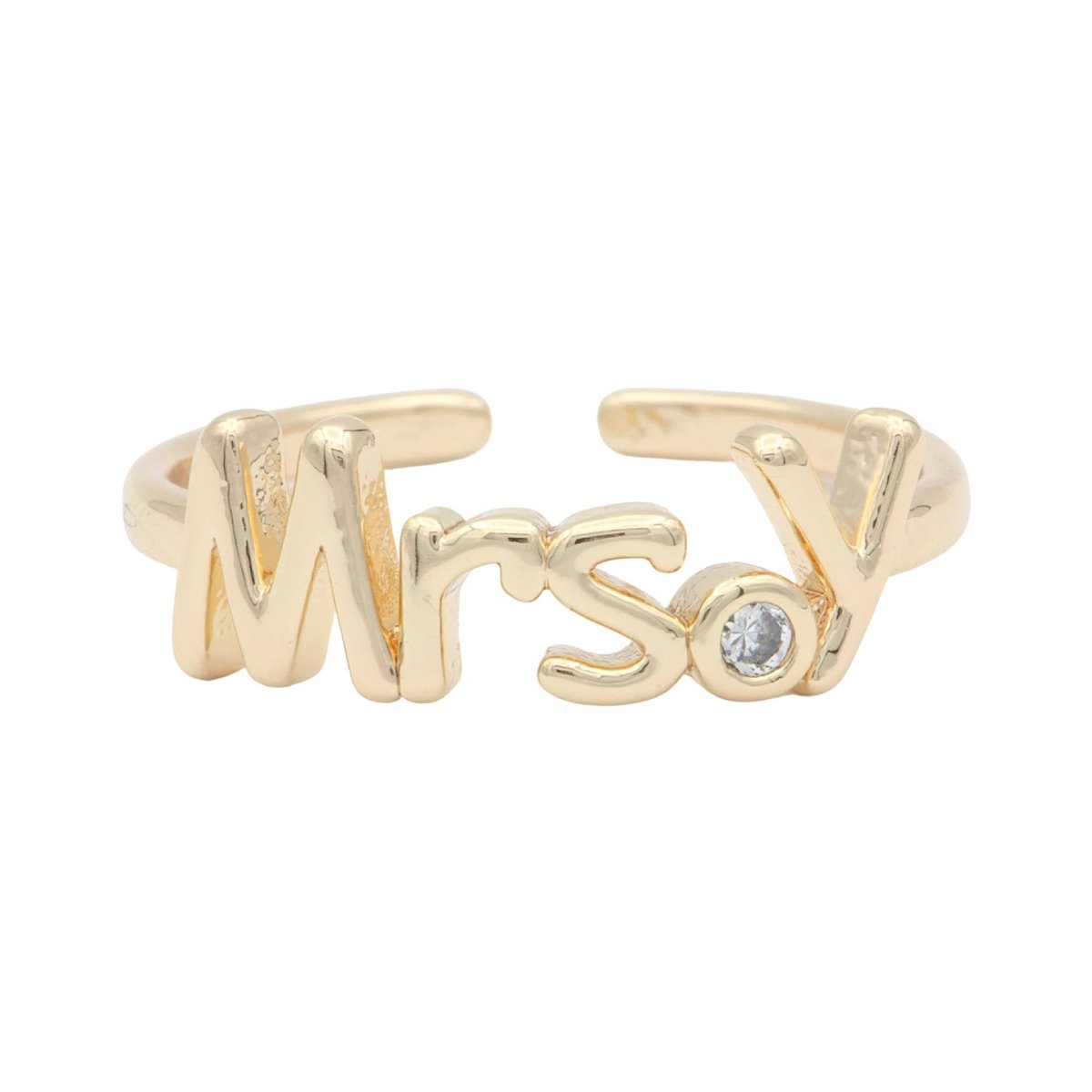 Dainty Mrs Ring Gold Letter Minimalist Initial Name Ring Adjustable Engagement Gift O-927 ~ O-952 - DLUXCA