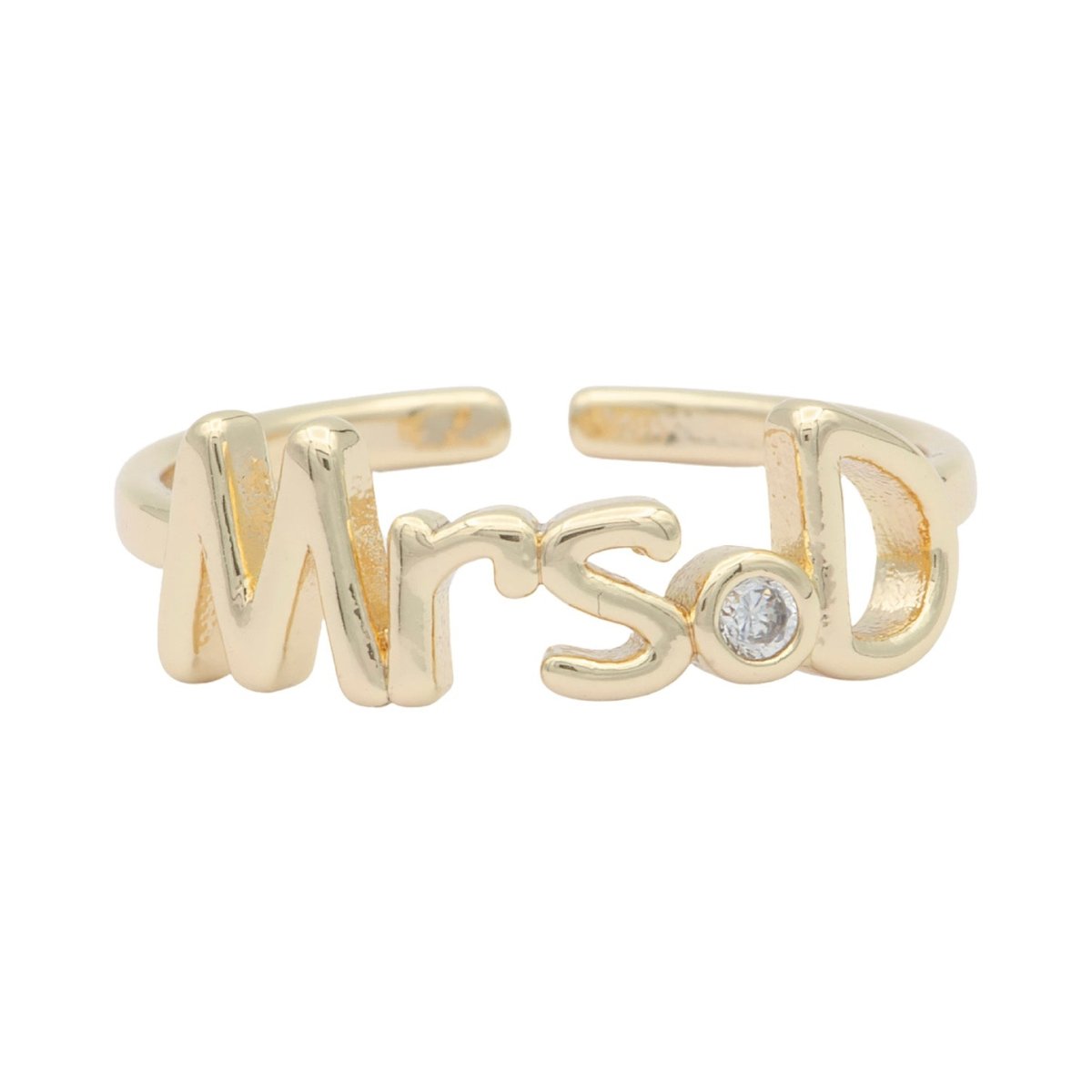 Dainty Mrs Ring Gold Letter Minimalist Initial Name Ring Adjustable Engagement Gift O-927 ~ O-952 - DLUXCA