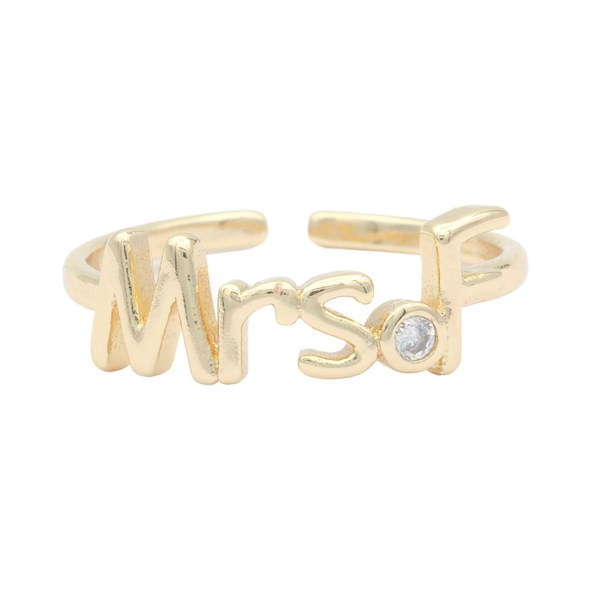 Dainty Mrs Ring Gold Letter Minimalist Initial Name Ring Adjustable Engagement Gift O-927 ~ O-952 - DLUXCA