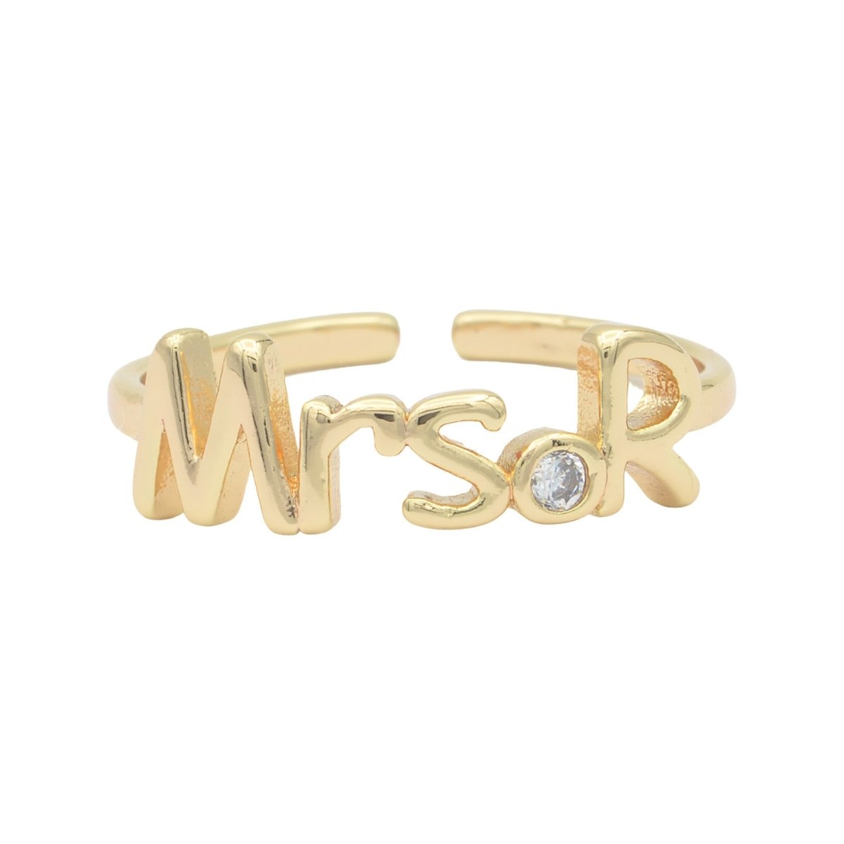 Dainty Mrs Ring Gold Letter Minimalist Initial Name Ring Adjustable Engagement Gift O-927 ~ O-952 - DLUXCA