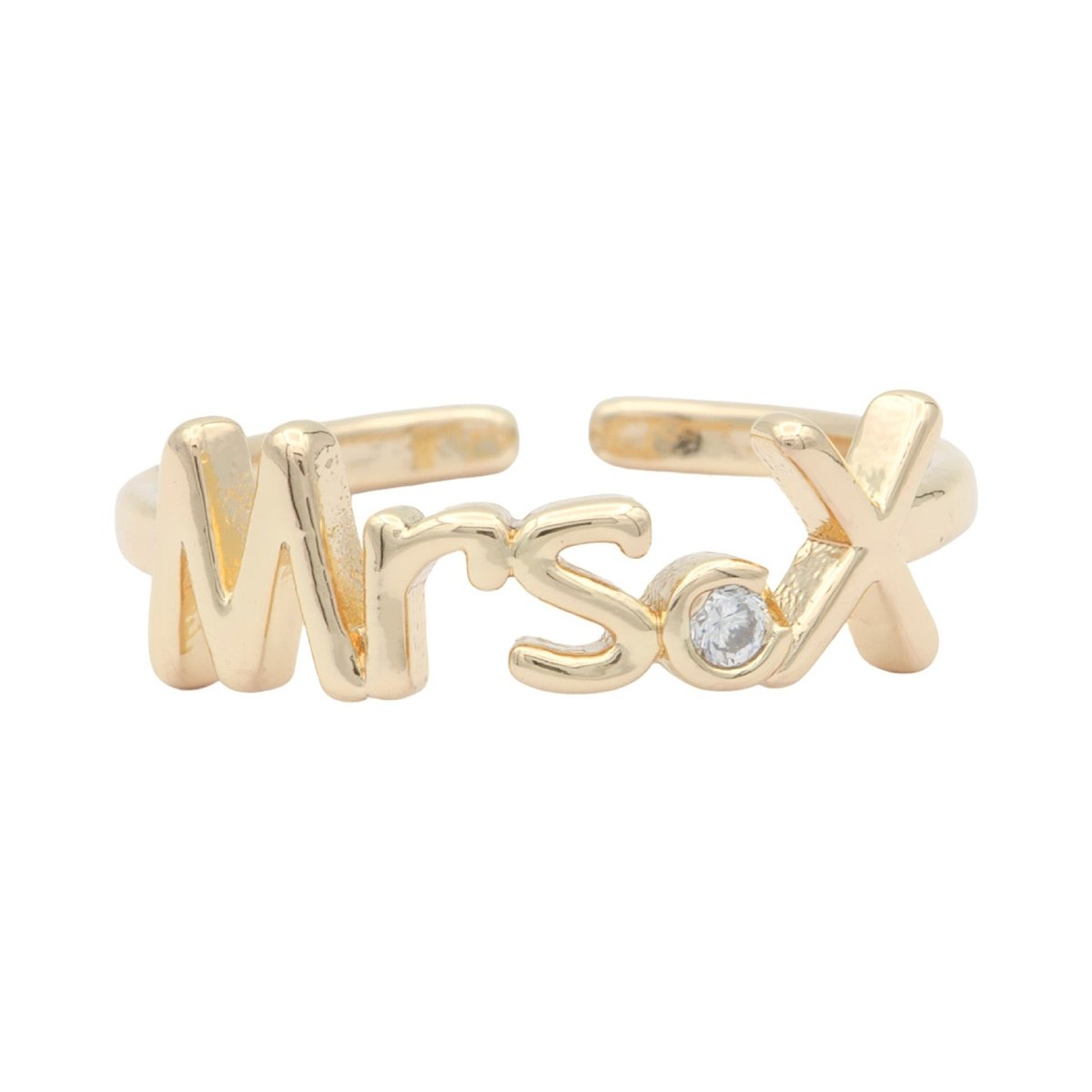 Dainty Mrs Ring Gold Letter Minimalist Initial Name Ring Adjustable Engagement Gift O-927 ~ O-952 - DLUXCA