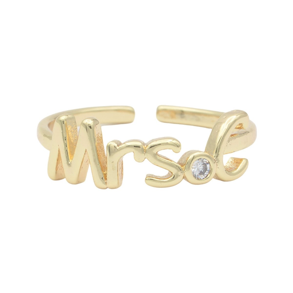 Dainty Mrs Ring Gold Letter Minimalist Initial Name Ring Adjustable Engagement Gift O-927 ~ O-952 - DLUXCA