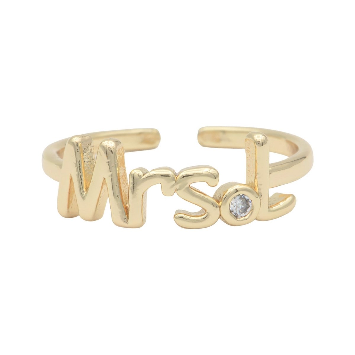 Dainty Mrs Ring Gold Letter Minimalist Initial Name Ring Adjustable Engagement Gift O-927 ~ O-952 - DLUXCA