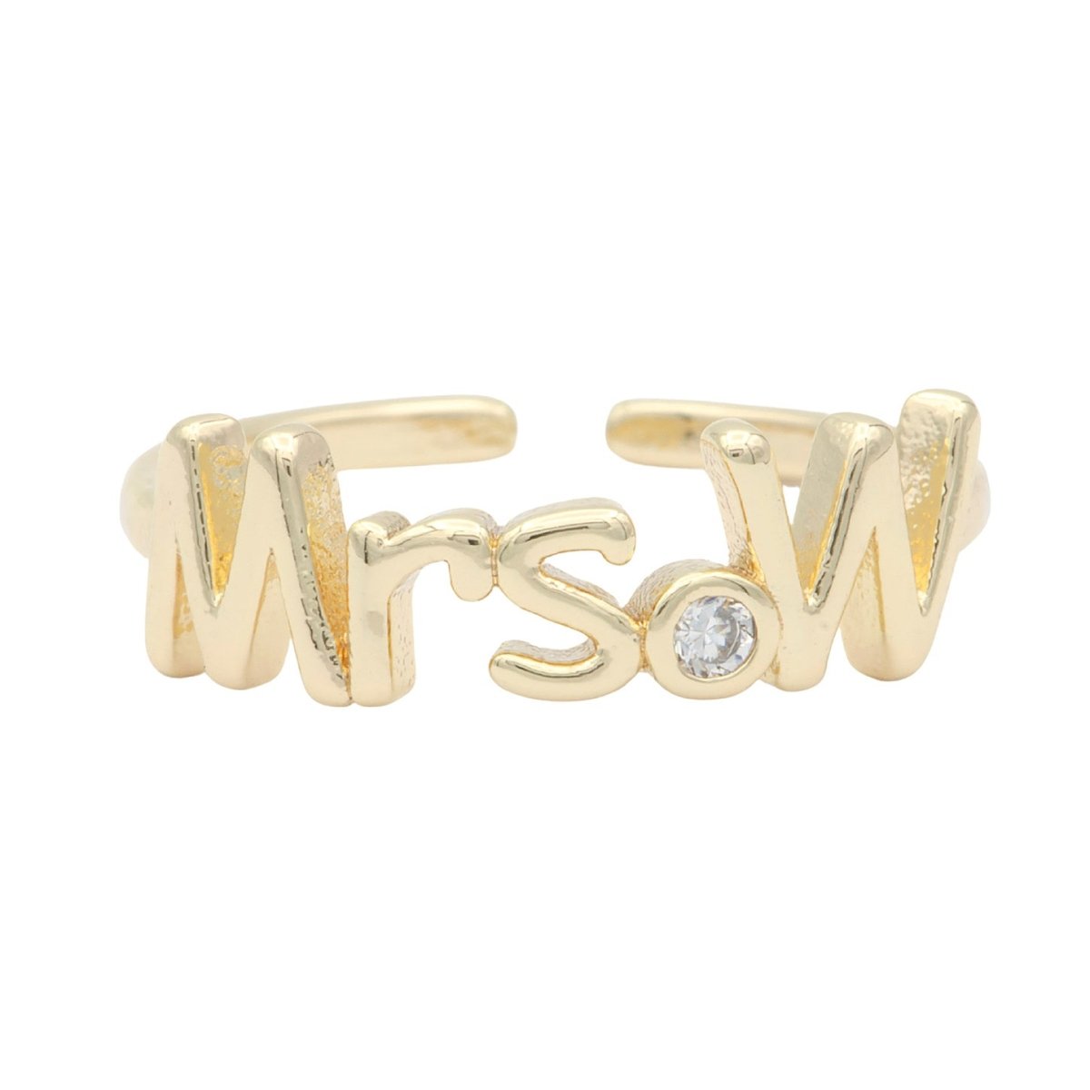 Dainty Mrs Ring Gold Letter Minimalist Initial Name Ring Adjustable Engagement Gift O-927 ~ O-952 - DLUXCA