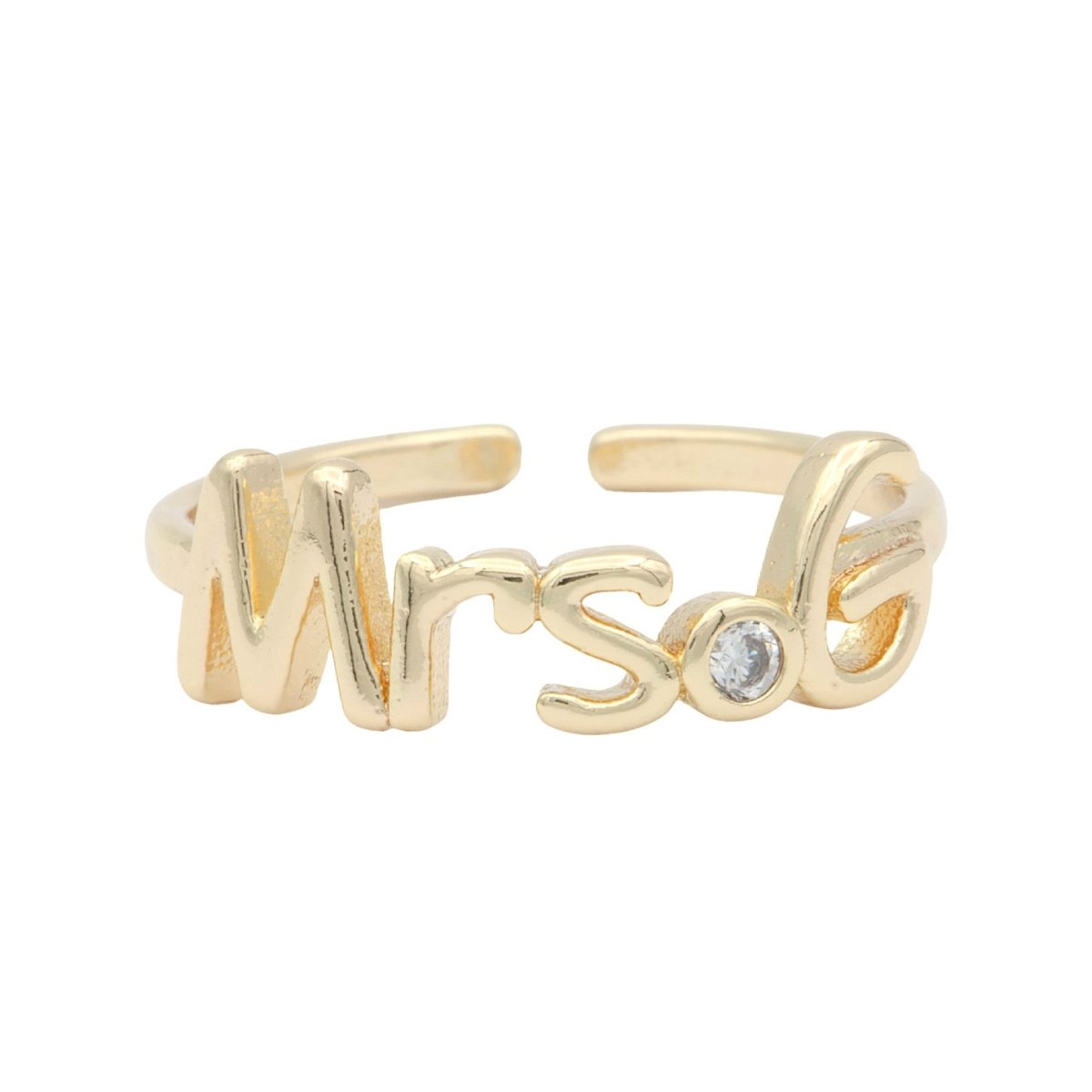 Dainty Mrs Ring Gold Letter Minimalist Initial Name Ring Adjustable Engagement Gift O-927 ~ O-952 - DLUXCA
