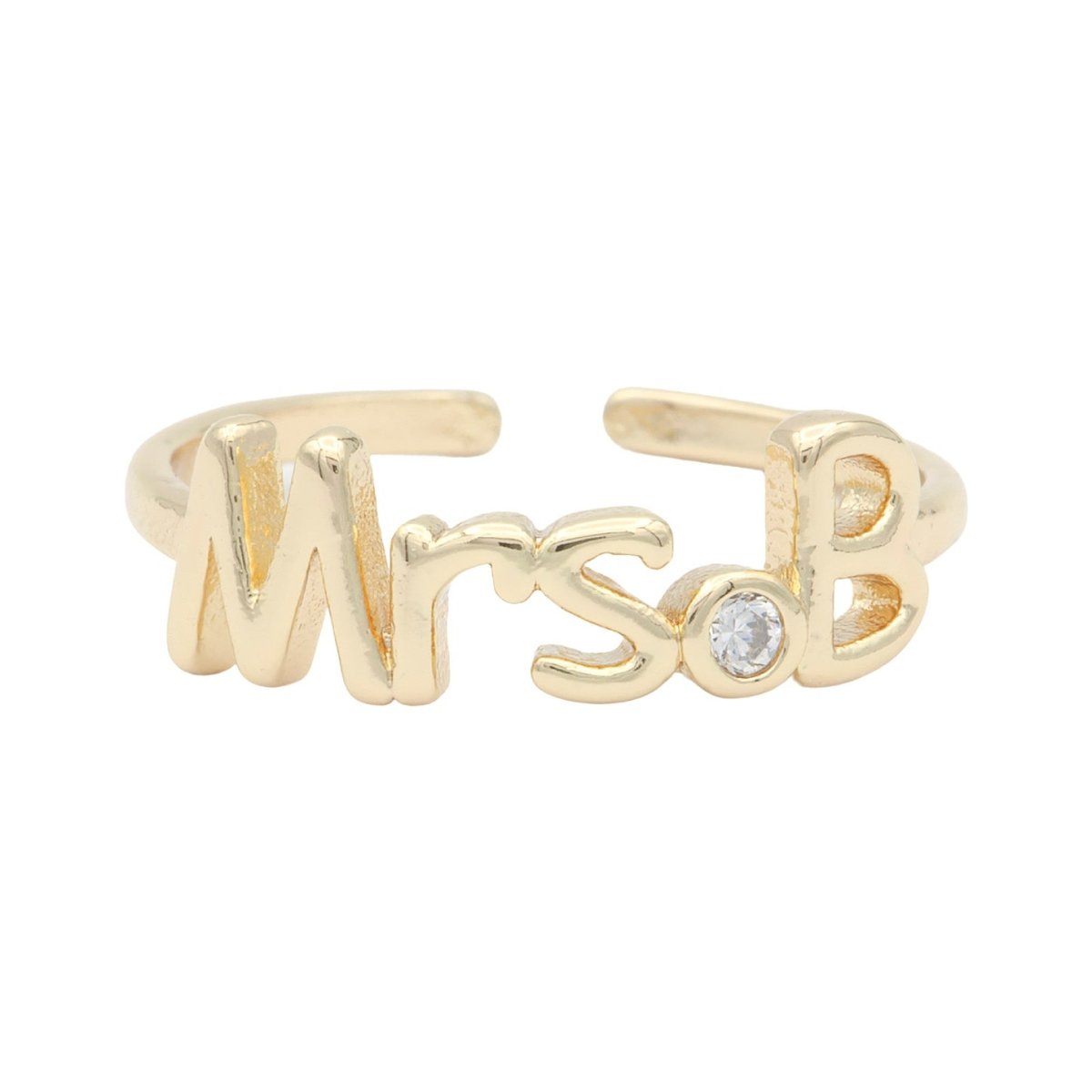 Dainty Mrs Ring Gold Letter Minimalist Initial Name Ring Adjustable Engagement Gift O-927 ~ O-952 - DLUXCA