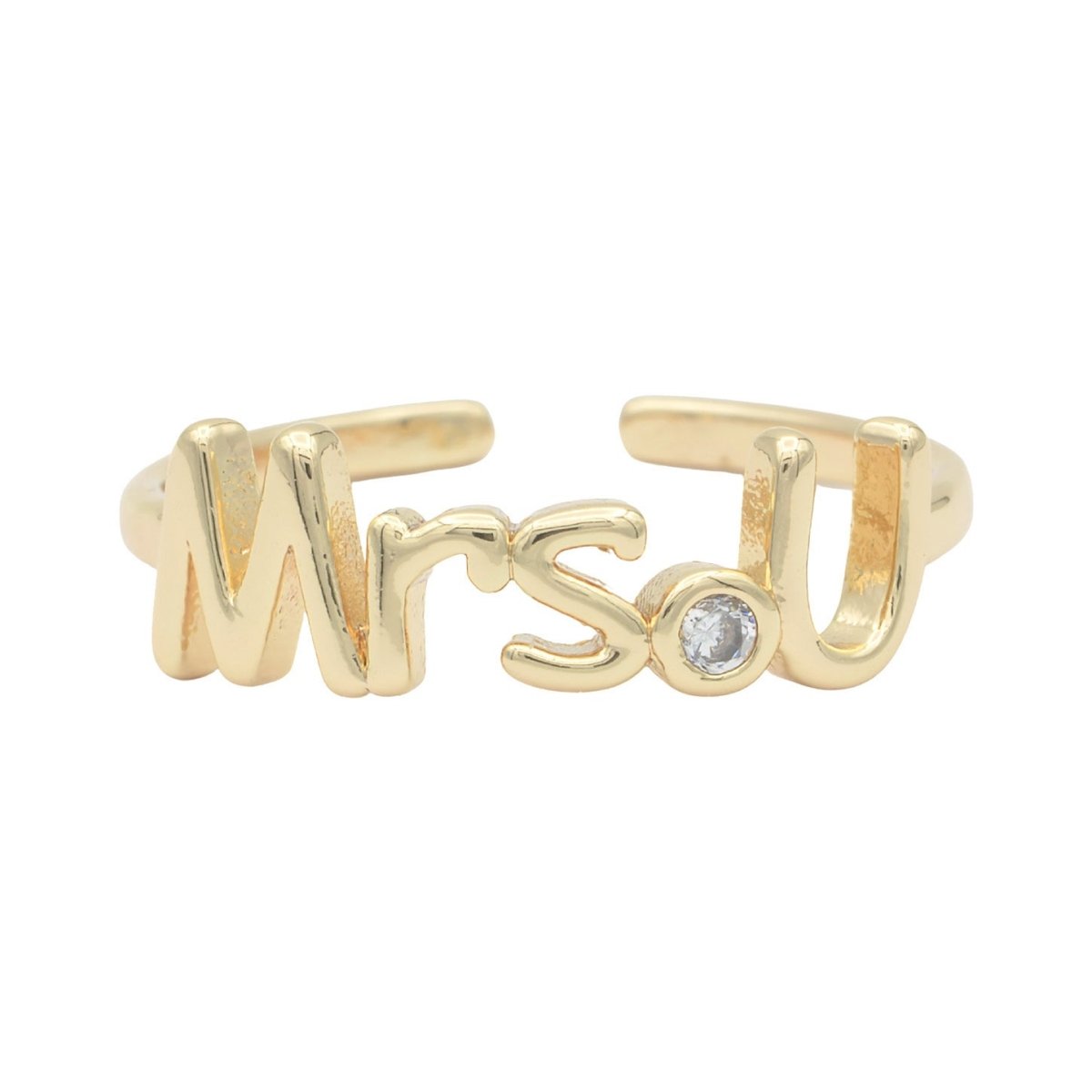 Dainty Mrs Ring Gold Letter Minimalist Initial Name Ring Adjustable Engagement Gift O-927 ~ O-952 - DLUXCA
