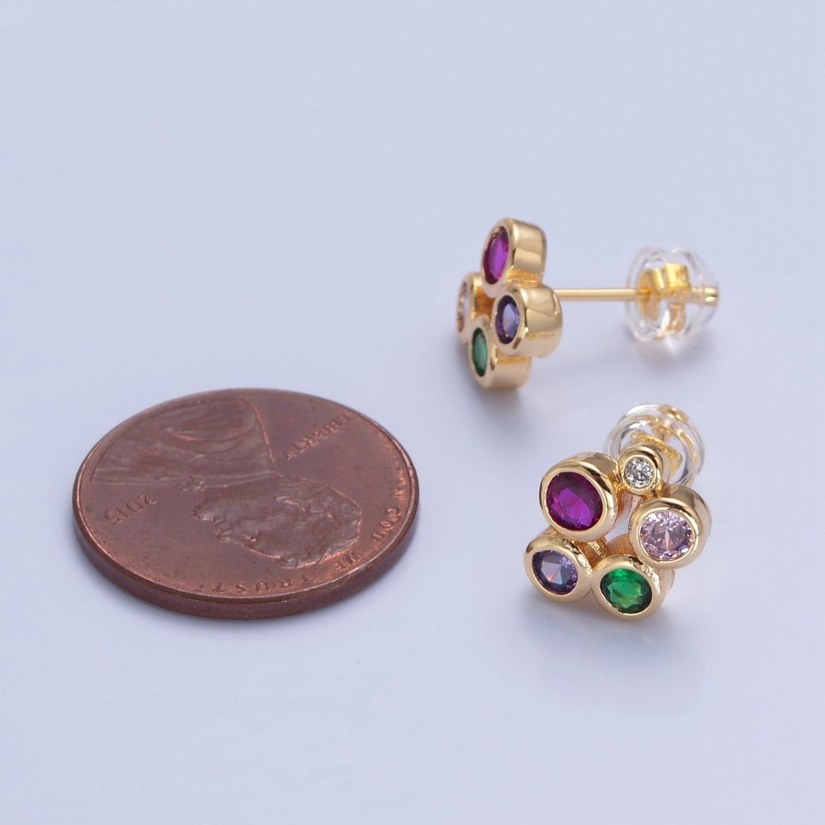 Dainty Multi Color Bubble Stud Earring T-498 - DLUXCA