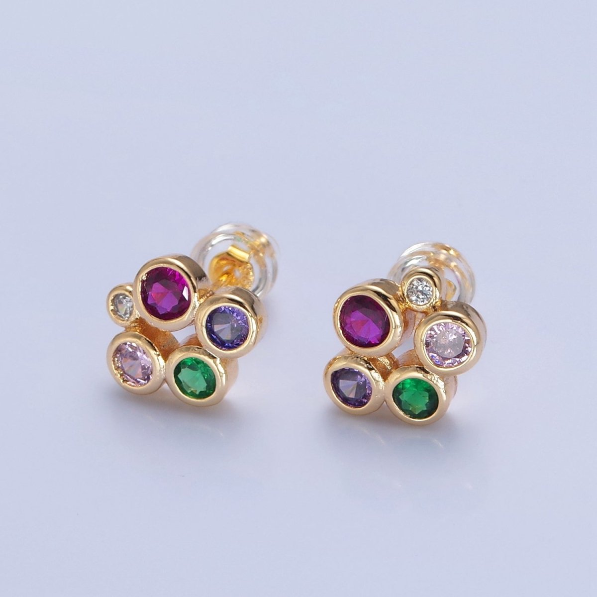 Dainty Multi Color Bubble Stud Earring T-498 - DLUXCA