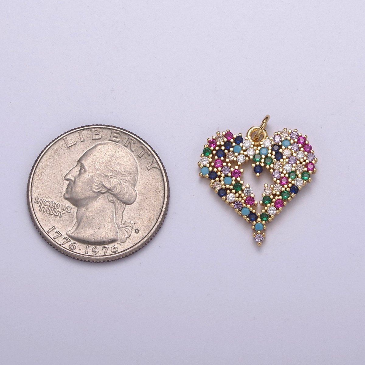 Dainty Multi Color Cz Heart Charm for Necklace Earring Bracelet Supply C-200 - DLUXCA
