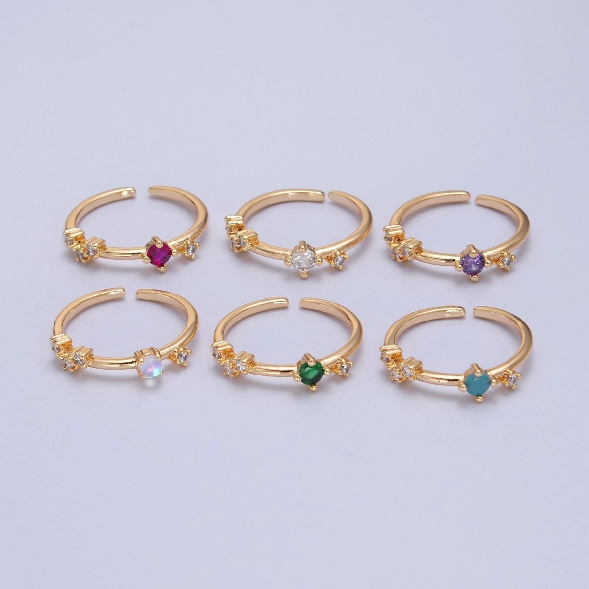 Dainty Multi-Stone Ring • Gold Band Cz Birthstone Ring O-2152~ O-2157 - DLUXCA