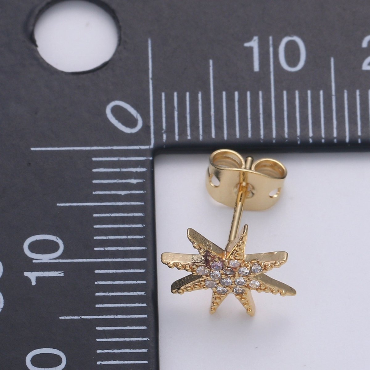 Dainty North Star Stud Earring Cubic Zirconia Celestial Inspired for Minimalist Jewelry P-151 - DLUXCA