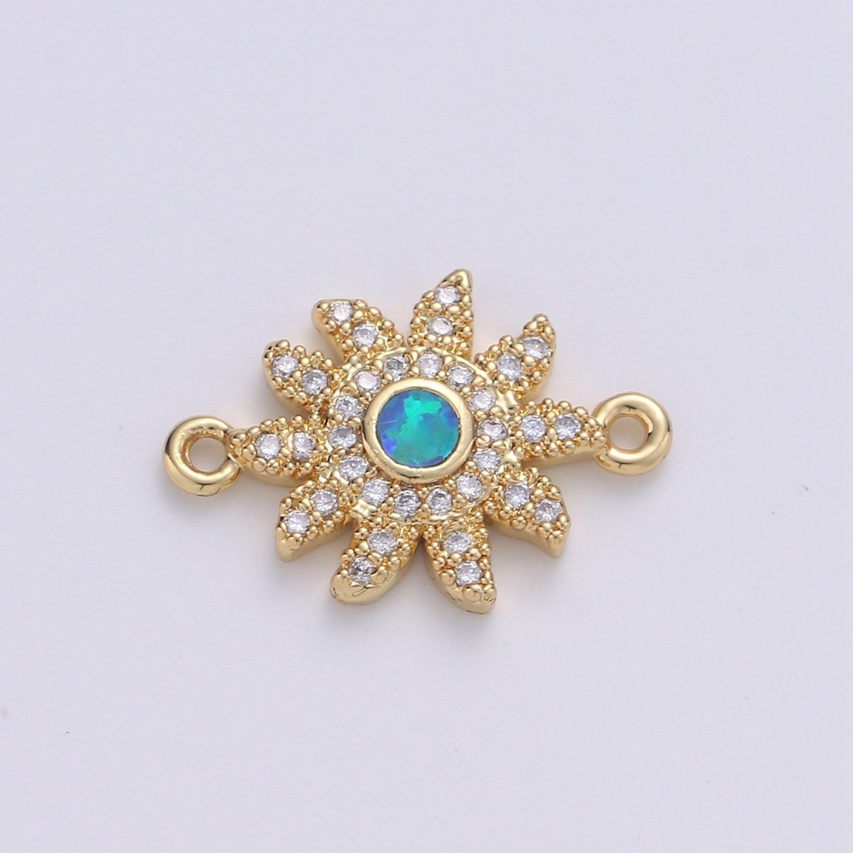 Dainty Opal Bracelet Connector Gold Sun Charm 18k Gold Fill Sunburst Charm Connector for Bracelet Necklace Earring Charm Component F-497 F-498 F-499 - DLUXCA