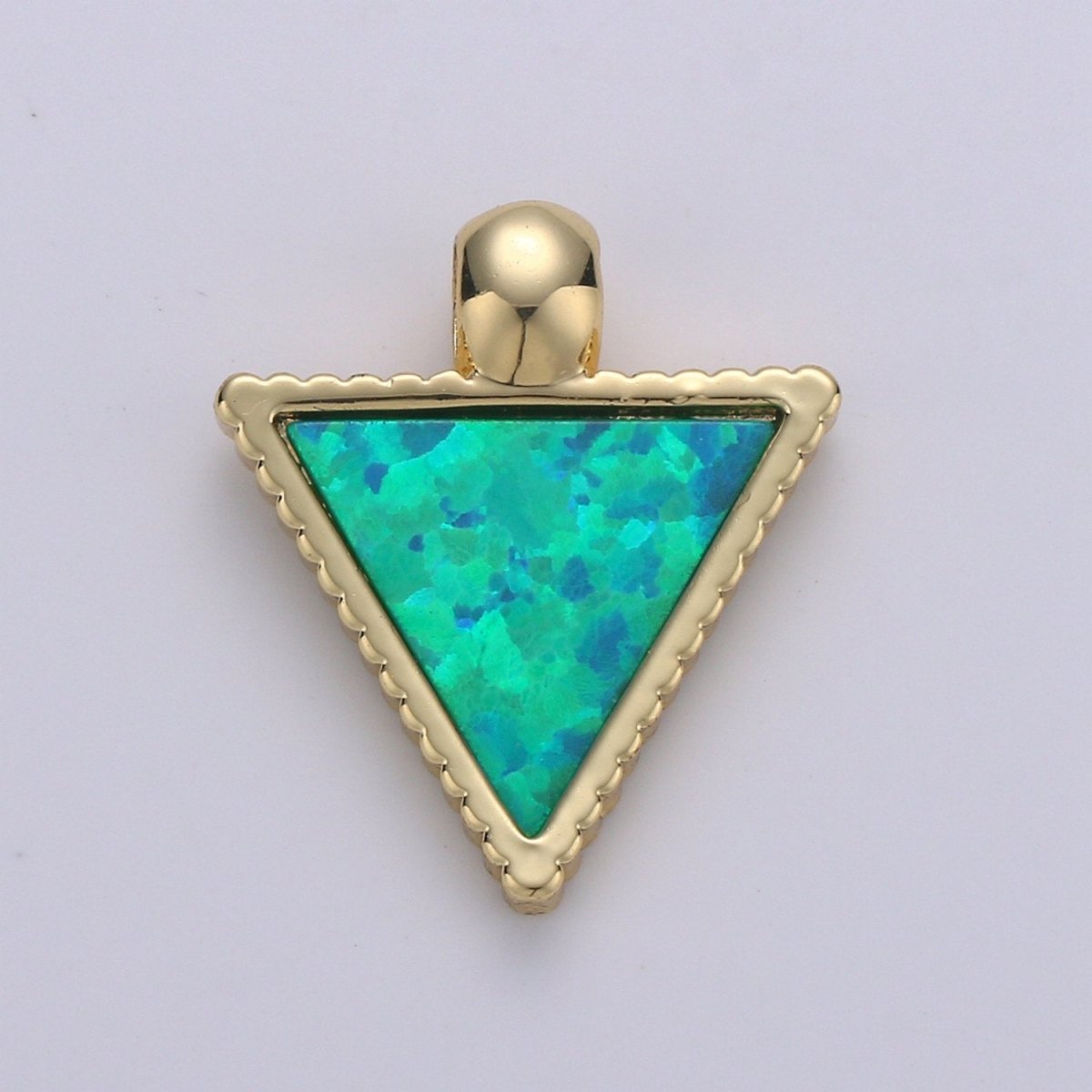 Dainty Opal Charm - 20x15mm Blue Triangle Charm 14k Gold Filled CZ Drop Charm Pendant, Cubic Geometric Charm for Minimalist jewelry I-367~I-370 - DLUXCA