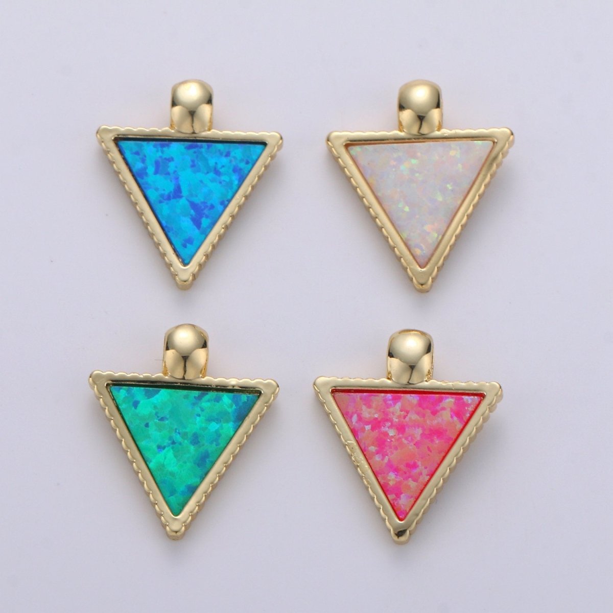Dainty Opal Charm - 20x15mm Blue Triangle Charm 14k Gold Filled CZ Drop Charm Pendant, Cubic Geometric Charm for Minimalist jewelry I-367~I-370 - DLUXCA