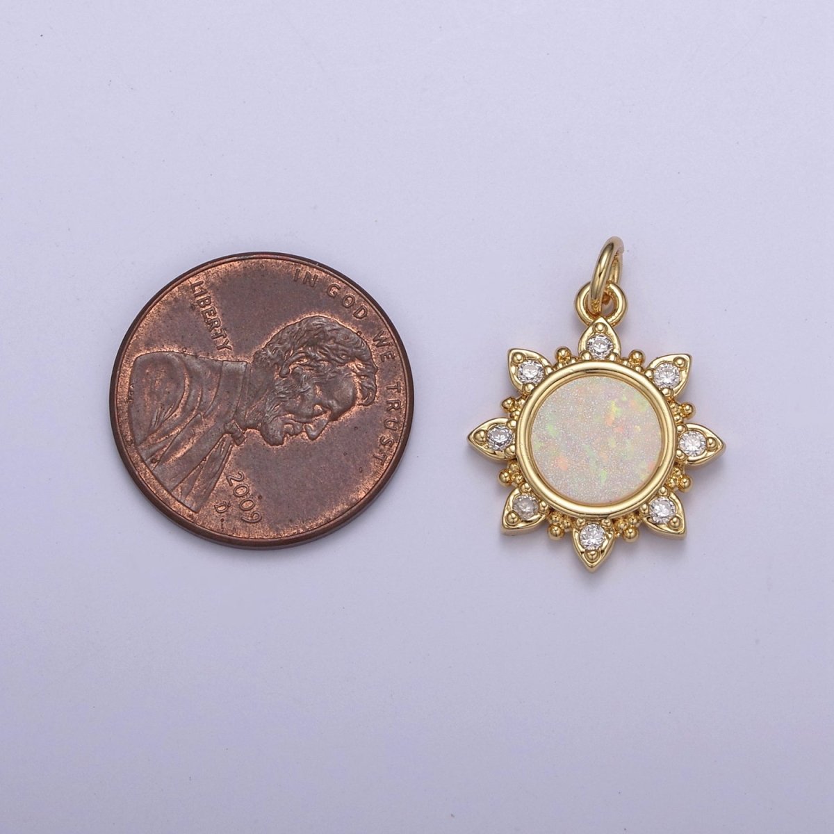 Dainty Opal Sun Charm Clear Pink Blue Opal Celestial Jewelry Inspired N-668 - N-670 - DLUXCA