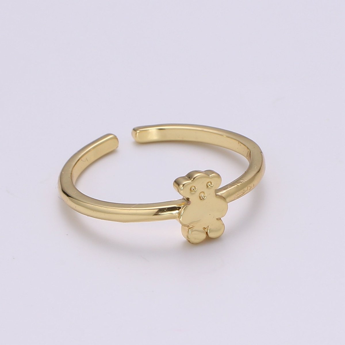 Dainty Open Ring Adjustable Cute Teddy Bear Ring Dainty Animal Toy Ring Romantic Love Stackable Ring for Kids Daughter Jewelry Gift Idea - DLUXCA