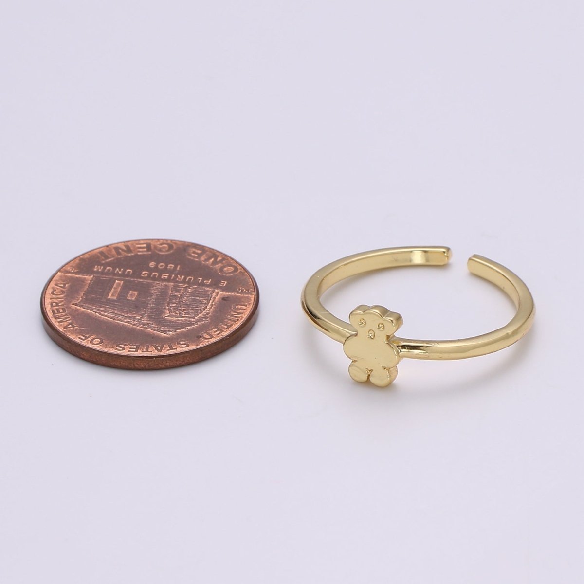 Dainty Open Ring Adjustable Cute Teddy Bear Ring Dainty Animal Toy Ring Romantic Love Stackable Ring for Kids Daughter Jewelry Gift Idea - DLUXCA