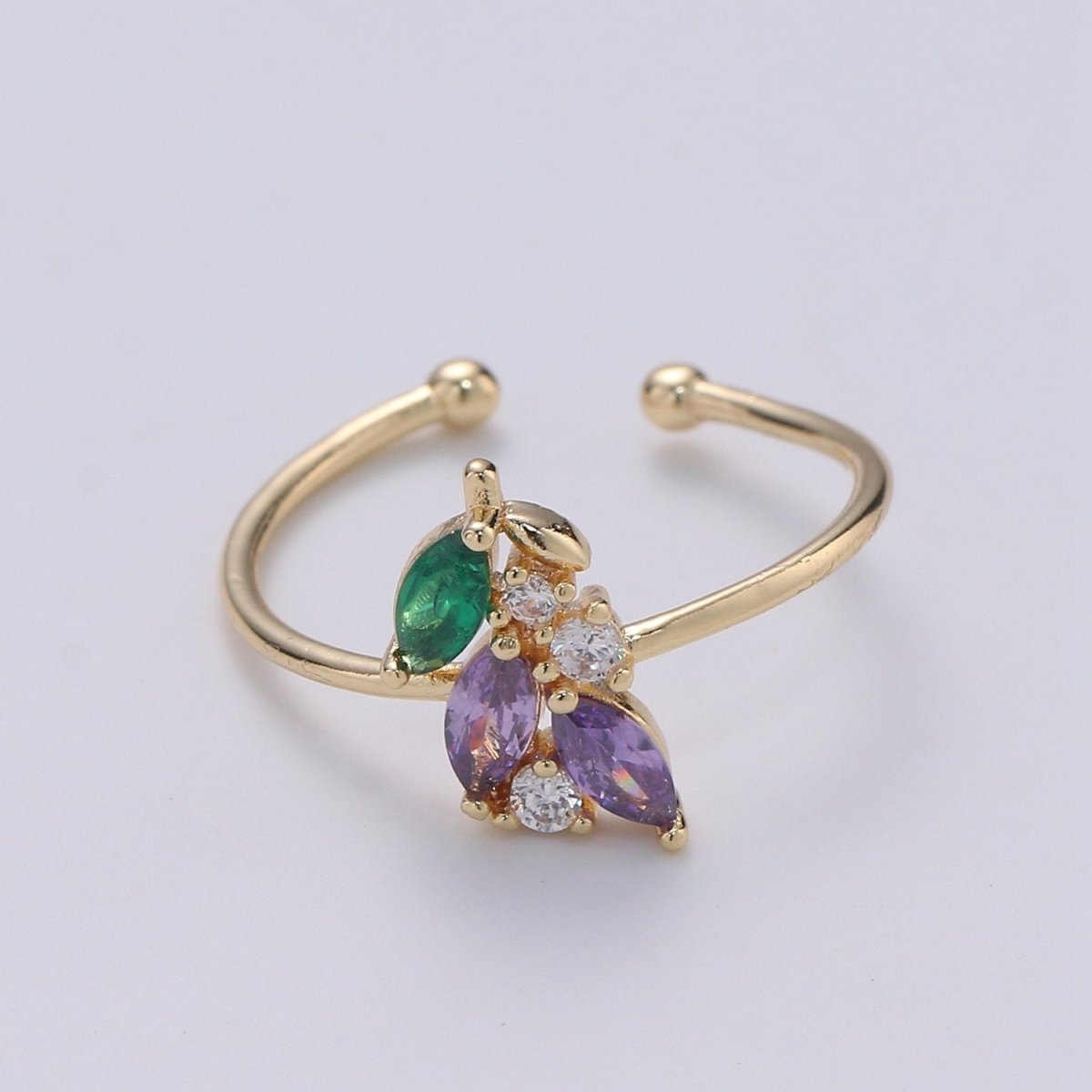 Dainty Open Rings | Simple Gold Ring | Minimalist Ring | Layered Ring | Lavender Spring Flower Ring Gift for Her | Thin Open Gold Ring R-066 - DLUXCA