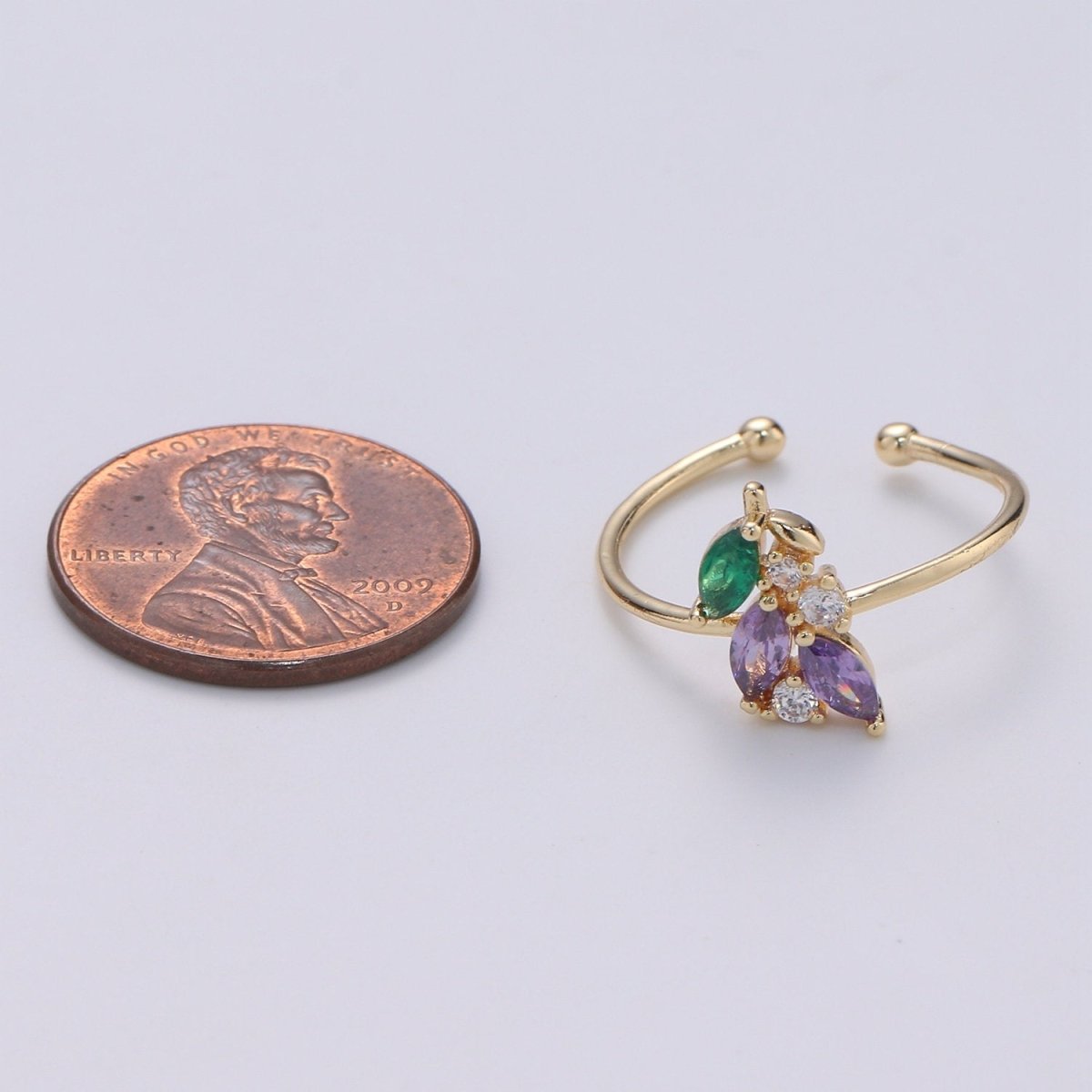 Dainty Open Rings | Simple Gold Ring | Minimalist Ring | Layered Ring | Lavender Spring Flower Ring Gift for Her | Thin Open Gold Ring R-066 - DLUXCA