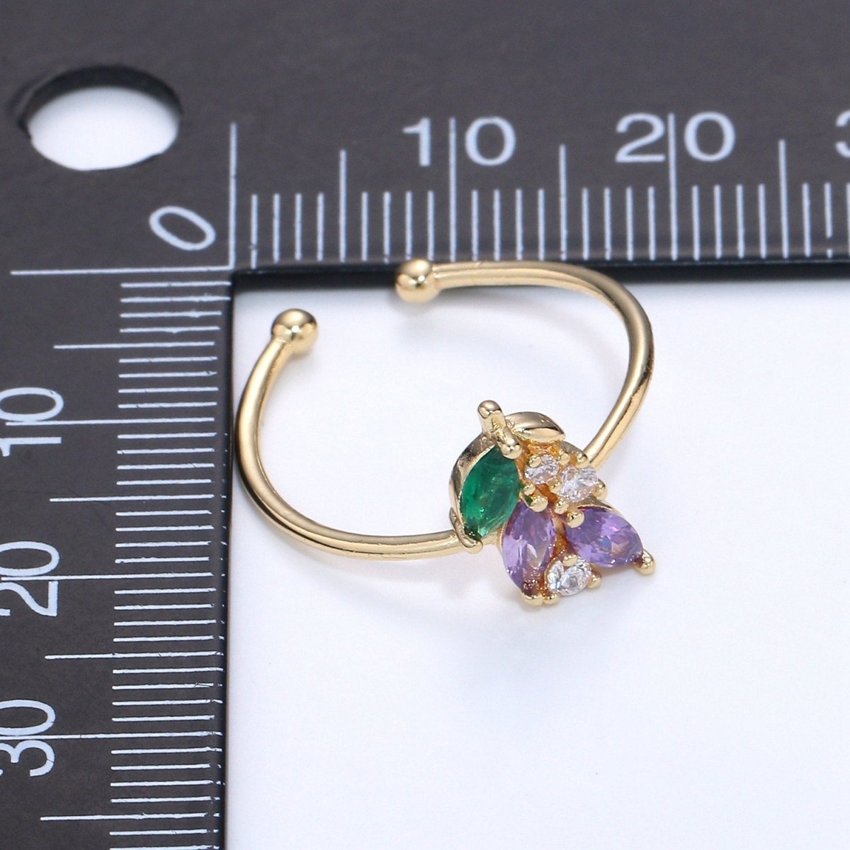 Dainty Open Rings | Simple Gold Ring | Minimalist Ring | Layered Ring | Lavender Spring Flower Ring Gift for Her | Thin Open Gold Ring R-066 - DLUXCA