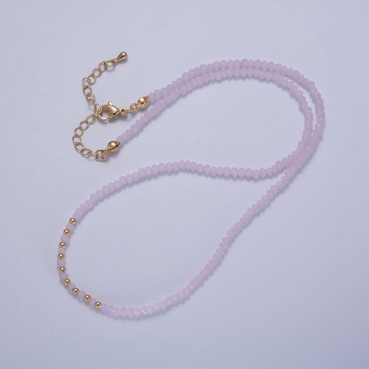 Dainty Pastel Color Glass Beaded Necklace Faceted Rondell Beads Necklace | WA-1034 to WA-1038 Clearance Pricing - DLUXCA