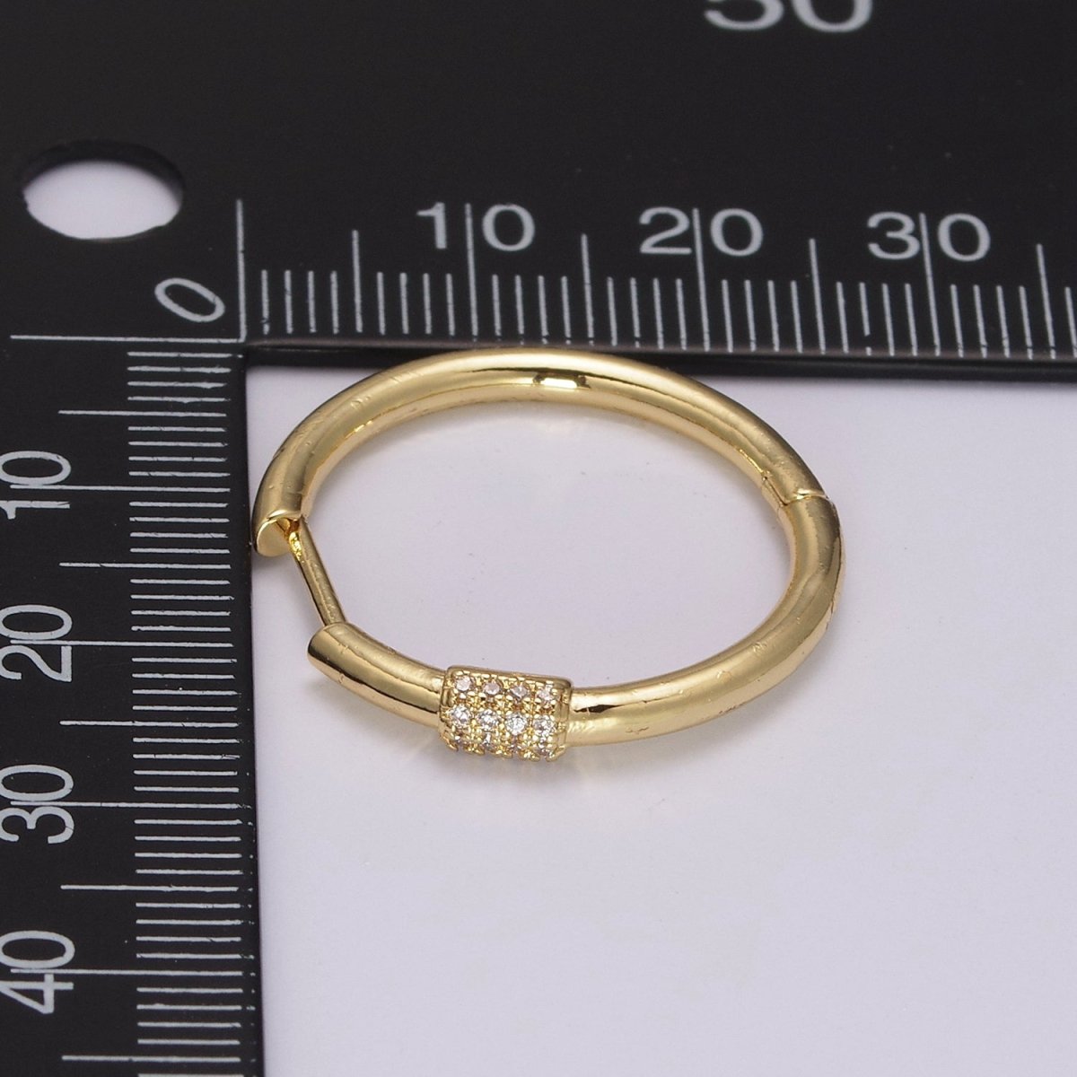 Dainty pave zirconia hoops, 25mm cz hoop earrings, Dainty earrings, Minimalist earrings, Thin hoops, Gold pave hoops T-231 T-232 - DLUXCA